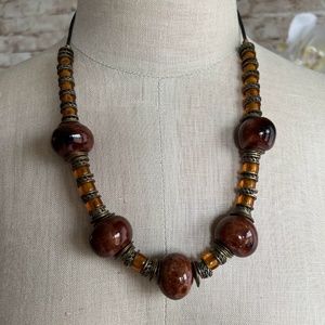 Vintage 90's Brown Chunky Beaded Necklace 22"